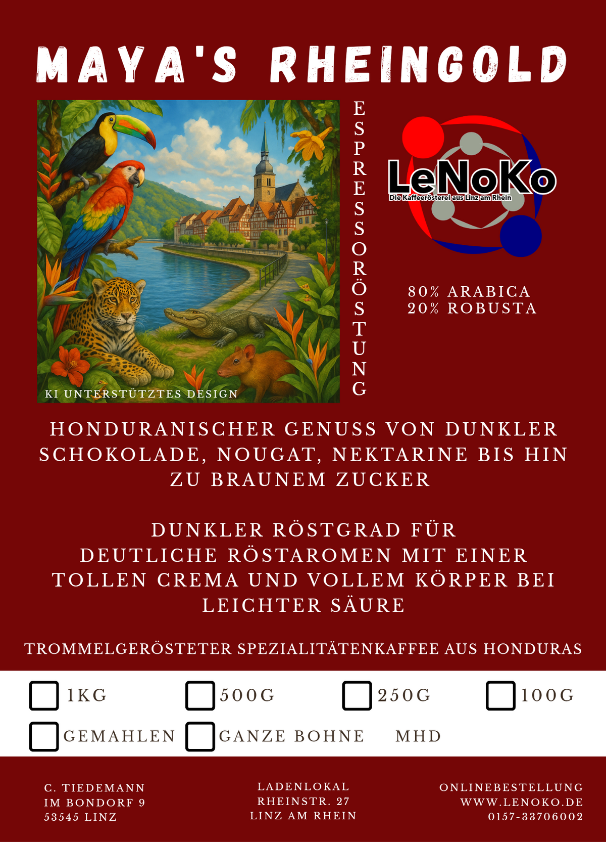 Mayas Rheingold Espresso mit Honduras & Indien Blend – aromatischer Kaffeegenuss aus besten Bohnen